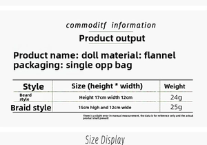 Detailed size chart for Christmas faceless gnome plush dolls with weight and material info