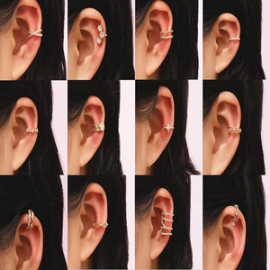 Rhinestone Ear Cuffs Copper Inlaid Cubic Zirconia Non Pierced Earrings Minimalist Chic Jewelry For Women Girls