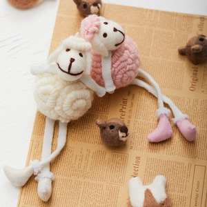Handmade wool felt sheep ornaments with long legs and boots for Christmas DIY decoration