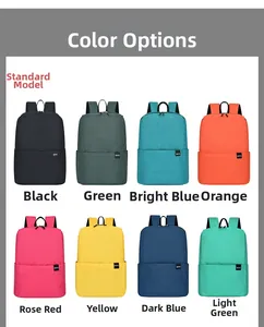 Collage of colorful lightweight nylon backpacks in black, green, blue, and orange
