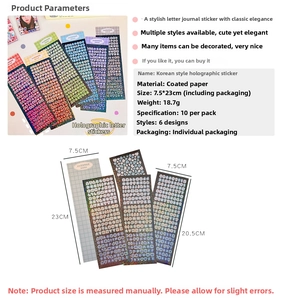 Detailed view of laser adhesive stickers for deco with dimensions and layout