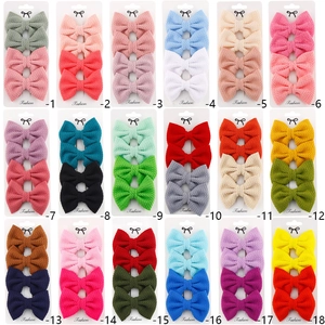 Polyester bow hair clip set for babies featuring 18 colors with waffle texture fabric