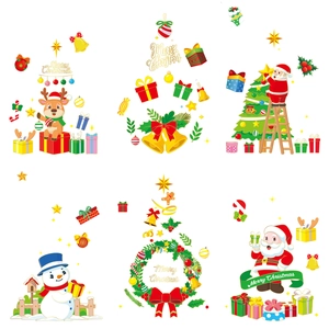 Christmas wall stickers set featuring Santa, reindeer and snowman for holiday party decor