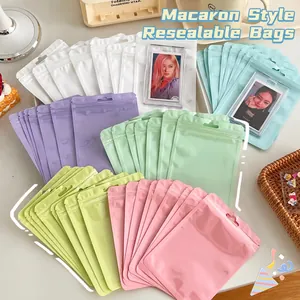 Colorful macaron resealable bags with hanging holes and clear display windows