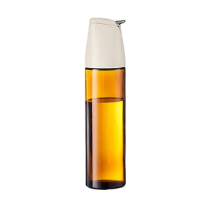 Schwerkraft-Ölflasche aus Glas mit automatischem Deckel und auslaufgetreuer Metalldüse