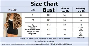 Detailed size guide for leopard print cropped hoodie with chest and length dimensions