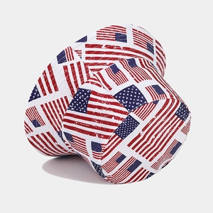 Reversible bucket hat with vintage American flag print for sun protection and outdoor style