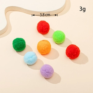 Balles colorées en peluche de 3,8 cm pour chats pesant 3 g pour jeu sécurisé
