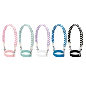 Five colorful woven paracord handles with silicone rings for 40oz tumblers and water bottles