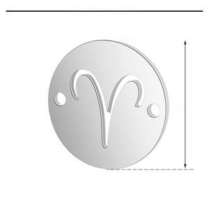 Information sheet for 12mm stainless steel Aries zodiac pendant with size and material