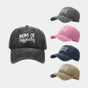 Mom Of Sassholes Slogan Baseball Cap Gewaschene Baumwolle Verstellbar Outdoor Retro Sonnenschutz Hut Vintage Lässig