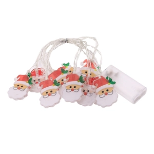 LED Christmas string lights featuring Santa Claus figures with battery box decoration