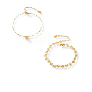Minimalist Heart Pendant Anklet Titanium Steel Gold Plated Elegant Foot Chain For Women Adjustable Length