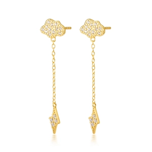 925 Sterling Silver Cloud Lightning Stud Earrings For Women Gold Plated Zirconia Tassel Drop Earrings Dainty Fashion Jewelry