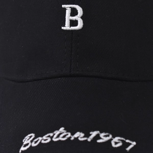Classic black washed cotton baseball cap with Boston 1967 embroidery and B letter