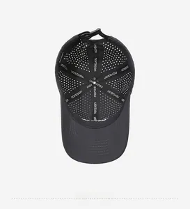 Detailed interior of mesh sun hat with breathable holes and adjustable back strap