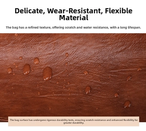 Close-up of waterproof and scratch-resistant brown leather texture for large tote bag