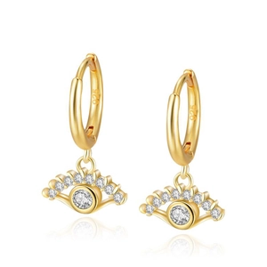 Fashion Devil's Eye Hoop Earrings S925 Sterling Silver Post Zirconia Inlaid Copper Small Charm Earrings For Women Jewelry