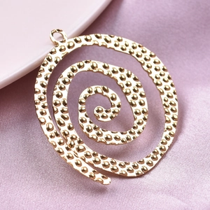 304 stainless steel golden spiral pendant with hammered texture for DIY jewelry making