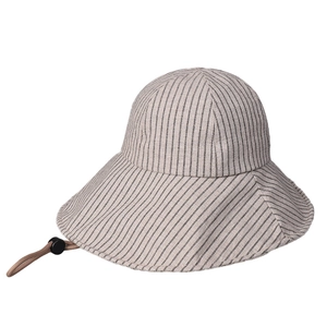 Cappello da sole a righe in lino e cotone a tesa larga con sottogola regolabile