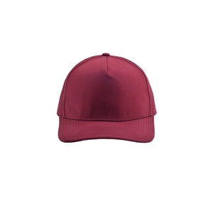 Detail of wine red quick-dry baseball cap featuring laser-cut side ventilation holes