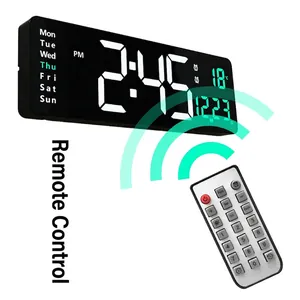 Reloj de pared digital LED de 16 pulgadas con temperatura y control remoto para el salón