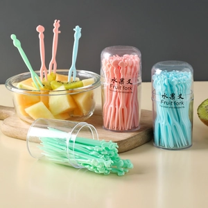 Plastic Fruit Forks Two Prong Cartoon Animal Shapes For Appetizer Dessert Cake Party Home Colorful Durable PP Picks