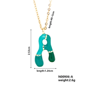 Detailed size specifications for uppercase A letter pendant with turquoise enamel inlay