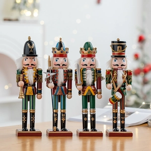 Set of 4 traditional wooden Nutcracker soldier puppets for Christmas home decoration