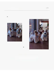 Detail of Jack Russell Terrier plush toy with blue checkered scarf in a home setting