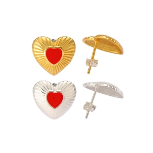 925 Sterling Silver red heart stud earrings in gold and silver plating options
