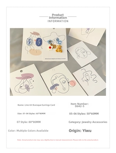 Baroque line art earring display cards in multiple sizes for jewelry packaging