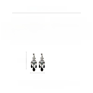Detailed dimension guide showing 6.1cm length of vintage crystal tassel earrings