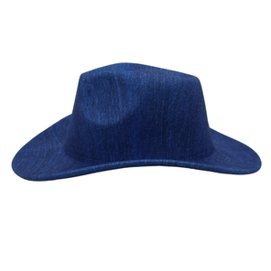 Classic blue denim texture western cowboy hat with wide brim and dented crown for unisex
