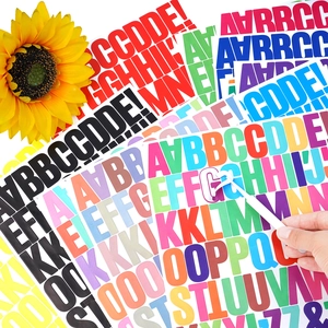 Close-up of colorful 1.5-inch vinyl alphabet stickers for DIY crafts and gift decorating