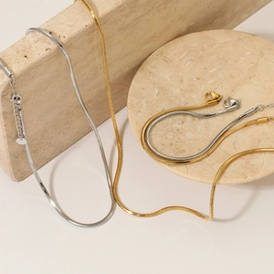 Minimalist Snake Bone Chain Necklace And Bracelet Stainless Steel Elegant Fashion Jewelry For Women