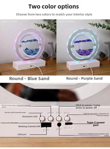 Detail of creative quicksand art lamp with integrated Bluetooth speaker and control panel
