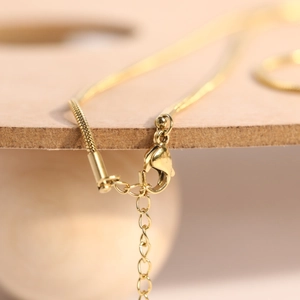 Polished titanium steel snake chain necklace with lobster clasp and extension in gold finish