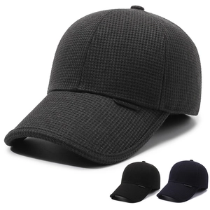 Men's Baseball Cap With Ear Flaps Fleece Lined Winter Warm Thickened Cotton Waffle Texture Adjustable Outdoor Hat