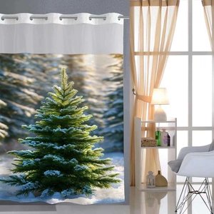 Shower Curtain And Bathroom Mat With Snap-In Liner Waterproof Polyester Waffle Weave Mesh Window