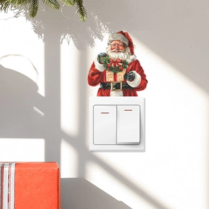 Festive Santa Claus wall sticker for light switches with soft natural window shadows