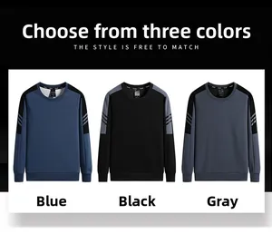 Détail de sweat-shirts décontractés pour hommes en bleu, noir et gris à manches rayées