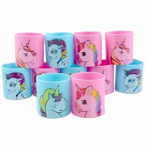 Lot de ressorts arc-en-ciel en plastique rose et bleu avec motifs de licornes mignons