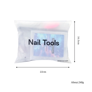 Dual-ended nail extension tool set in a matte zipper bag measuring 22cm x 16.5cm