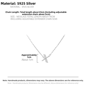Detail of S925 silver letter X pendant with cubic zirconia on a 45cm adjustable chain