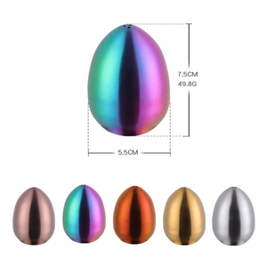 Rainbow egg-shaped stainless steel spice shaker, dimensions 7.5cm x 5.5cm, five-color range