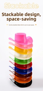 Stackable plastic cowboy hat bowls in ten bright colors for creative ice cream serving