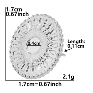 Technical diagram of 304 stainless steel stud earring with 1.7cm diameter and weight specs