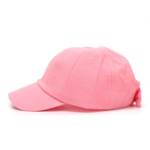 Pink breathable cotton toddler baseball hat with bow detail and soft brim for sun protection