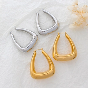Minimalistische U-förmige Titanstahl-Ohrringe in poliertem Gold- und Silber-Finish